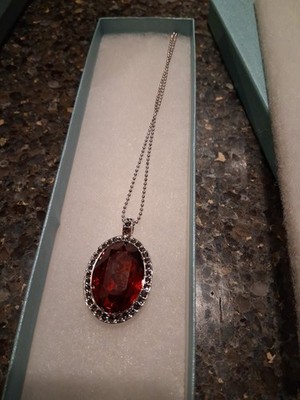 Touchstone Crystal by Swarovski Red Magma Crystal Rhodium Plated Necklace
