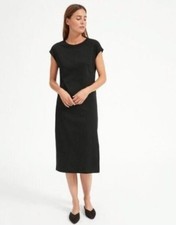 Everlane The Luxe Cotton Side-Slit Tee Dress Cap Sleeve SZ S Black Minimalist