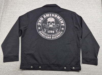 Hot Leathers Jacket Mens Large Black Full Zip 2nd Amendment Skull Biker USA