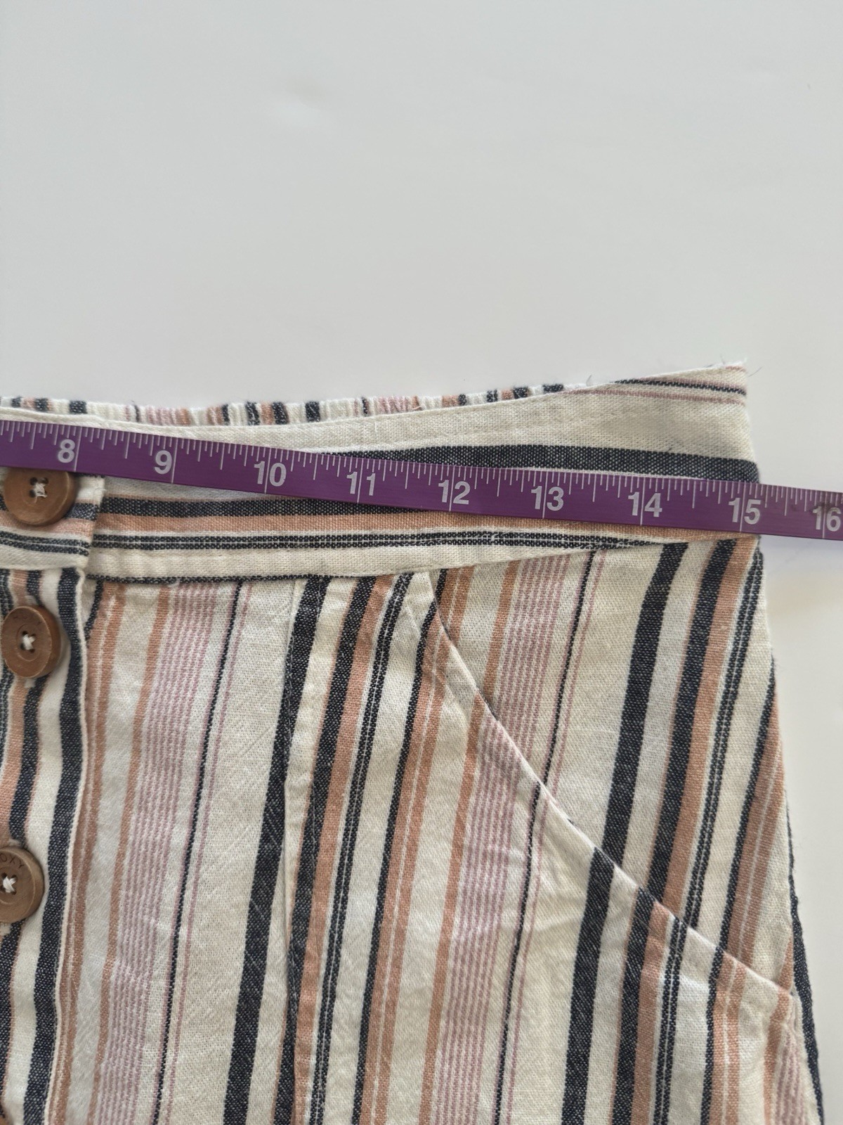 Roxy Striped Button Front A-Line Short Skirt with… - image 1