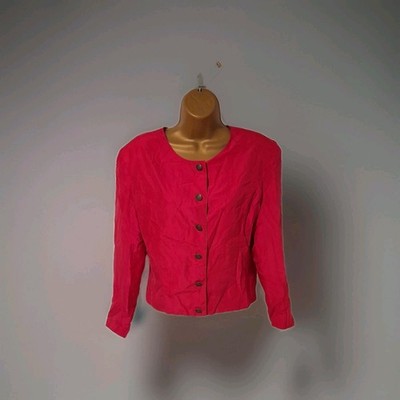 Tie Rack Damen Hot Pink Reine 100% Seide Blazer, Größe UK Small, Vintage, Rivals