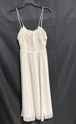 Wilfred Women's Genoa Midi Dress Light Birch Smocked Chiffon NWT Sz M