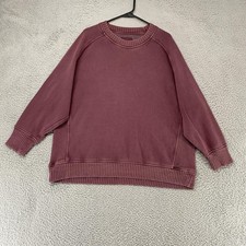 Aerie Sweatshirt Womens Medium Burgundy Fleece Crewneck Pullover Relaxed Sweater
