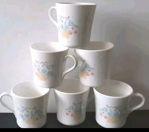 Cups Corning 6 Coffee  Country Cornflower Vintage 