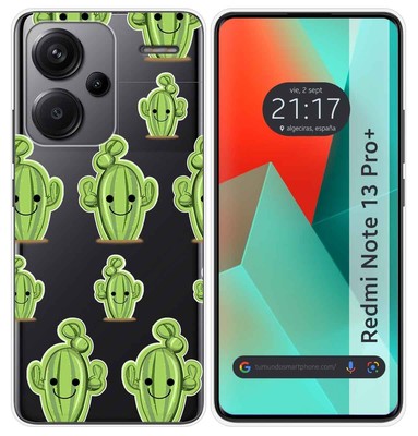 Transparente Silikonhülle Für Xiaomi Redmi Note 13 Pro+ Plus 5G Cactus Design