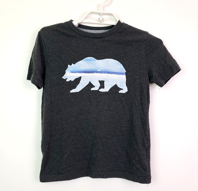 Old Navy Polar Bear Youth Boys Size M 8 Gray Graphic Short Sleeve Crew T-Shirt
