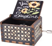 You are My Sunshine Wood Music Boxes, Laser Engraved Vintage Wooden Sunshine Han