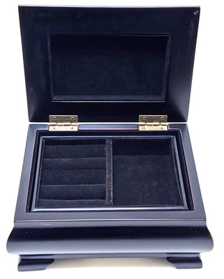Bombay Dark Wood Jewelry Box 7.25x5.5'' with Felt Lift Tray 2007 Model