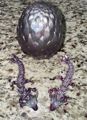 Crystalynx Dragons - Rare Twin Dragons - Silver & Purple Egg #43