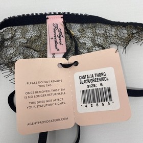 Agent Provocateur Castalia Black Green Gold Thong AP5 Extra Large NWT