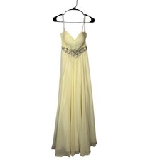 Clarisse Pale Yellow Strapless Jeweled Waist Sweetheart Prom Dress Women Sz  4