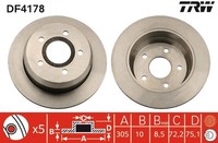 2X Bremsscheibe TRW DF4178 FüR Cherokee Jeep WJ WG XJ 2 4X4 CRD