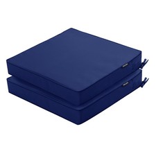 Water-Resistant Outdoor Chair Cushions 19x19 Inch Set of 2 Navy