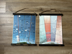 2 Vintage 1960s Space Age Atmosphere Maps Rand McNally- Wall Hang