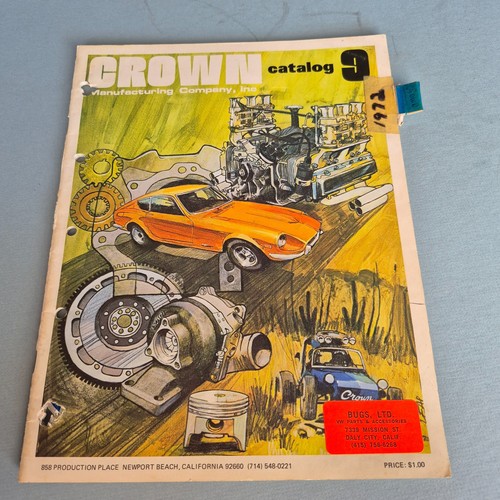 1972 Crown Manufacturing co catalog 9 CORVAIR, VW, Dune Buggy, Manx W