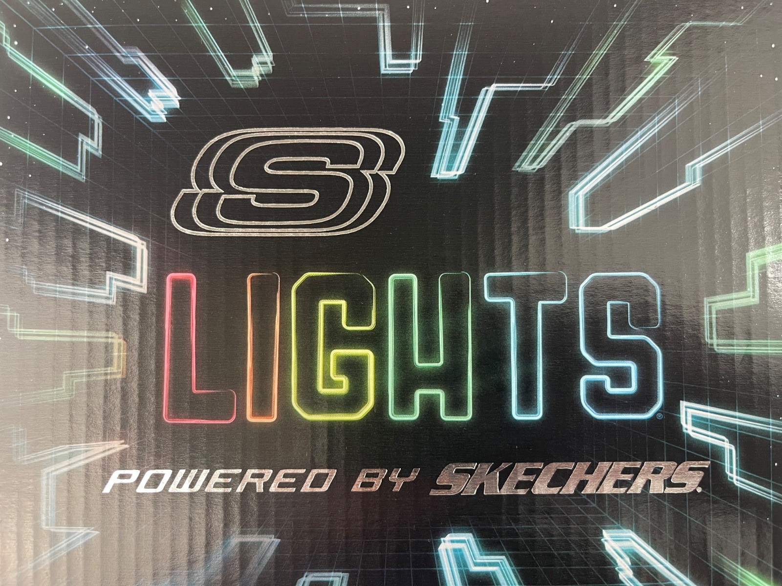 Boys SKECHERS Quantroid Lights sneaker light up black neons 11 12 2 3 4 shoe $50