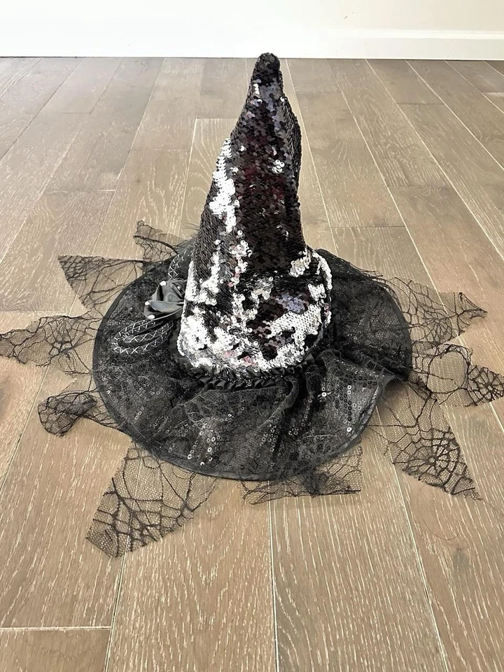Women Feathered sequin witch Sorcerer Hat Halloween Gothic  for Cosplay Party - Image 3 of 4