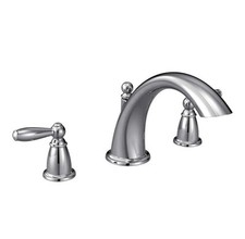 Moen T933 Brantford Chrome Two-Handle Low Arc Roman Tub Faucet Trim Deck Mount