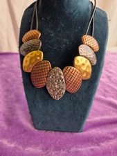 Vintage Tri-Tone Metal Leaf Necklace