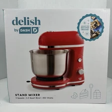 Delish by DASH 5 Speeds Compact Stand Mixer 3.5 Qt Dual Beaters Mixing Bowl NEW