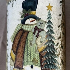 Vintage Country  Snowman  Wall Pocket, Hand Painted, Christmas Vase Door Decor