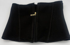 Black Neoprene Waist Trainer Corset Cincher Zipper Hook Eye Size Large Black