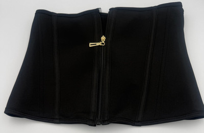 Black Neoprene Waist Trainer Corset Cincher Zipper Hook & Eye Size Large Black