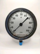 Ashcroft 45-1009A-02L-100 Pressure Gauge, 0 To 100 Psi, 4.5 In NOS Vintage NIB