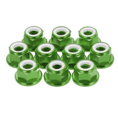 10 Stück M8 Steigung 1.25mm Aluminiumlegierung Sicherungsmutter Grün