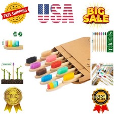 Biodegradable Toothbrush 10 Pack Toothbrushes - Eco-Friendly, Natural Wooden ...