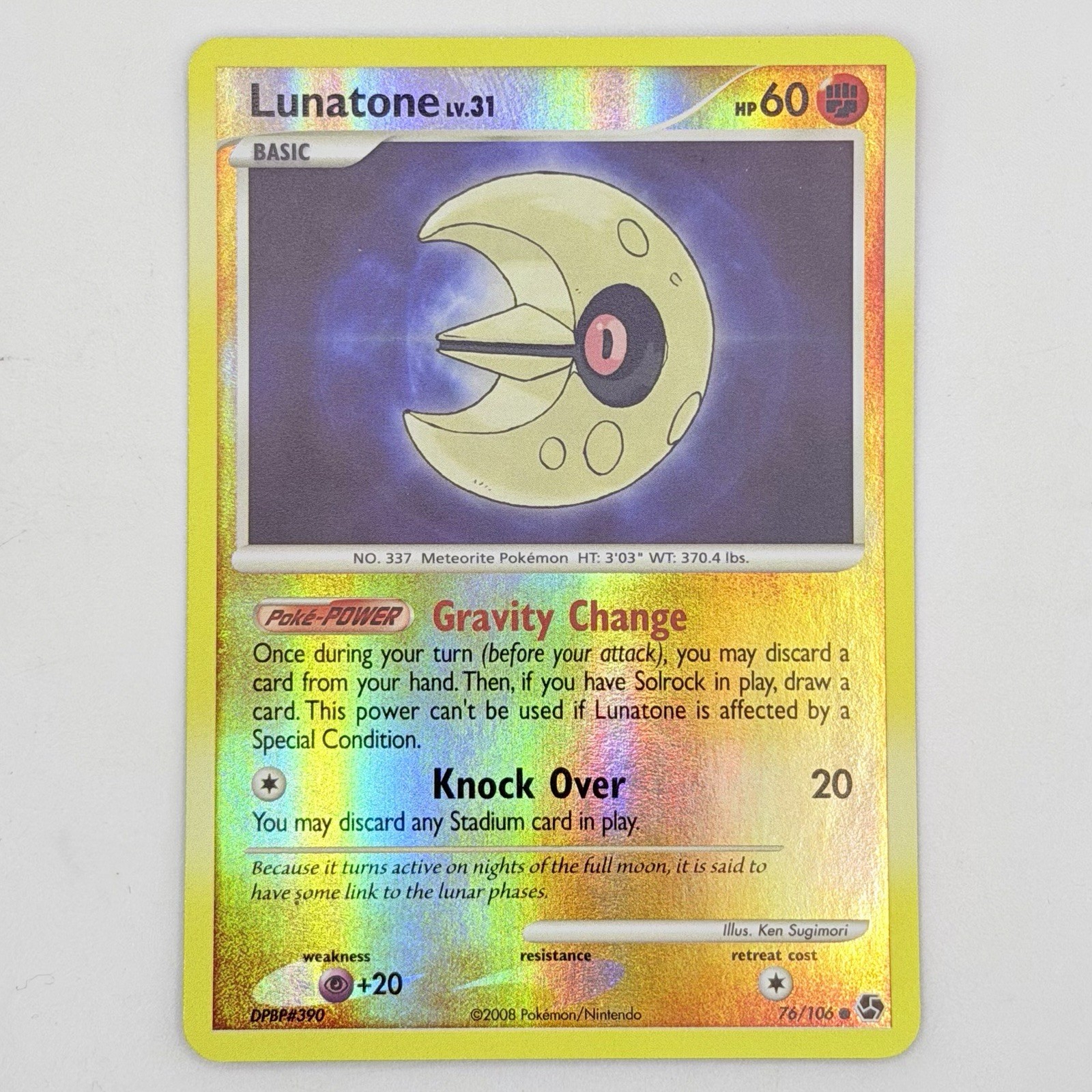 Pokemon TCG Lunatone 76/106 Great Encounters Reverse Holo Rare