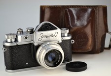 FULLY SERVICED FIRST ISSUE 1955 USSR "ZENIT-C" SLR camera  Industar-22 lens