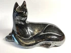 Haeger Pottery Reclining Cat Rare Black Nickel Glaze