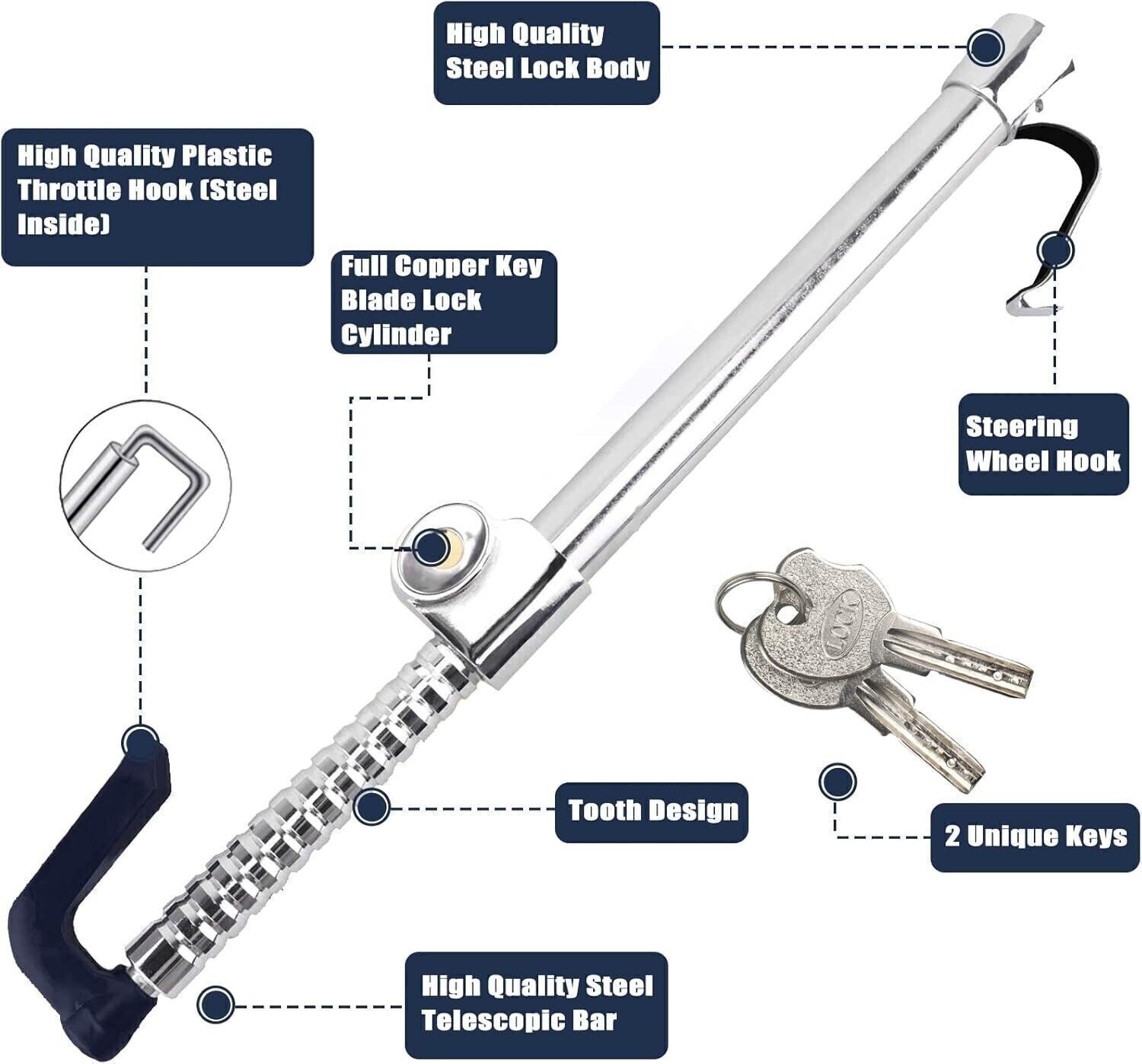 Steering Wheel to Brake Lock with Keys, Anti-Theft Car Locking Device Universal