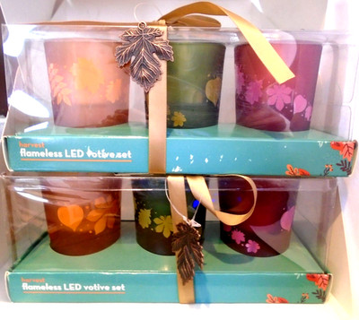 Flickering Flameless Candles Set Harvest LED batteries included 2-PACK