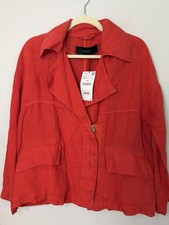 Zara 100 Linen Zip From Blazer Light Jacket Orange Sz M NWT