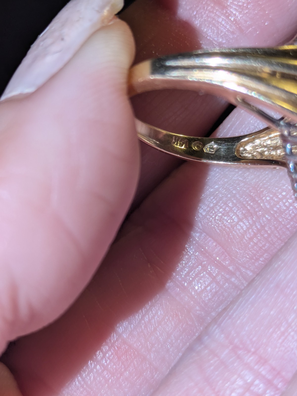 14kt Solid Gold Diamond Waterfall Cocktail Ring S… - image 6