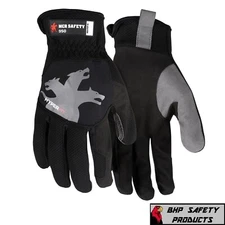 Mechanics Work Gloves Handyman Synthetic Leather Grip Washable, Hyperfit Black