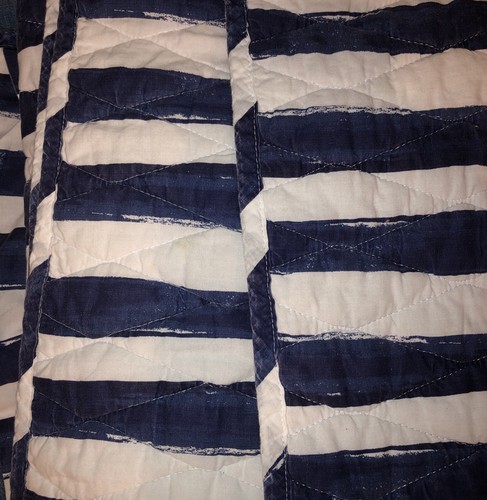 Martha Stewart Whim FULL /QUEEN Striped Quilt Sham Different Strokes Blue Beach - Picture 5 of 8