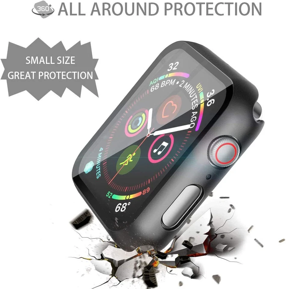 For Apple Watch 7/6/5/4/3/2/1/SE Case Cover 38/41/42/45/40/44mm Screen Protector - Image 4 of 4