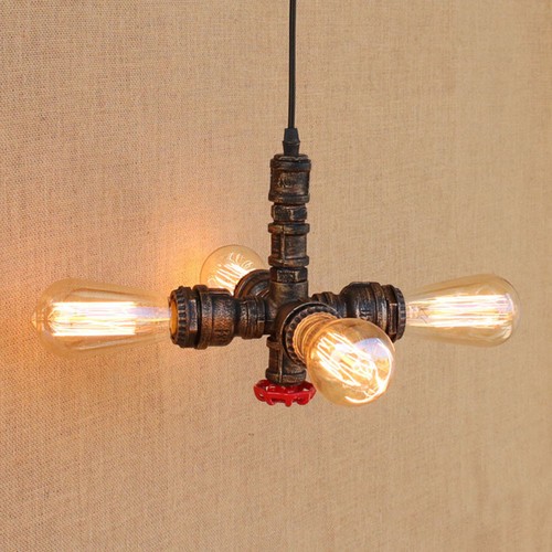 Vintage Industrial Water Pipe Ceiling Pipework Pendant retro Steampunk Lights - Picture 4 of 10