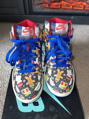 Nike Dunk High SB QS (Grade School) Concept Ugly Christmas Sweater 2017  Size 4Y