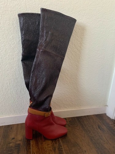 stuart weitzman red leather boots