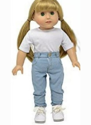 2 Faded Denim Snap Waisted Jeans & Shorts for 18 inch American Girl Doll Clothes