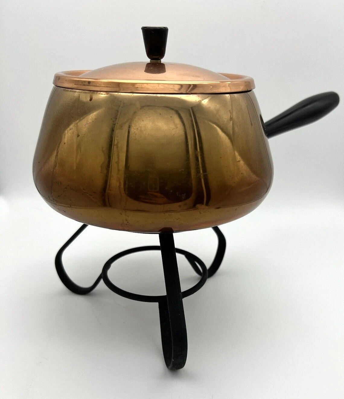 Vintage Copper Fondue Pot with Stand Made in Japan