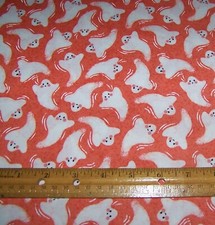 1 yd MODA Hey Boo WHITE GHOSTS on PUMPKIN ORANGE 100 Cotton Fabric HALLOWEEN