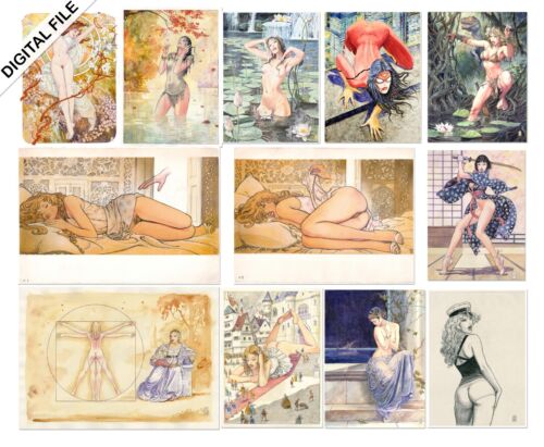 Milo Manara 12 Collection digital posters - high quality images ready to print - Picture 1 of 8