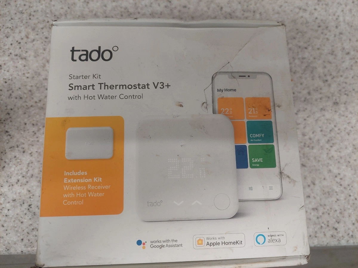 tado° Wireless Smart Thermostat V3+ with Hot Water Control Inc Extension  Kit | eBay