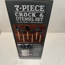 7 Piece Crock And Utensil Set Kitchen 