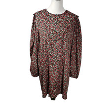 Boohoo Women's size 12 Black Floral Long Sleeve Lightweight Dress - Gently Used